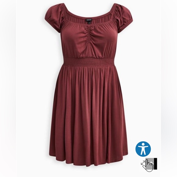 Torrid mini Lenny smocked waist dress, soft stretchy, NWT, 6X, plus size - Picture 5 of 6